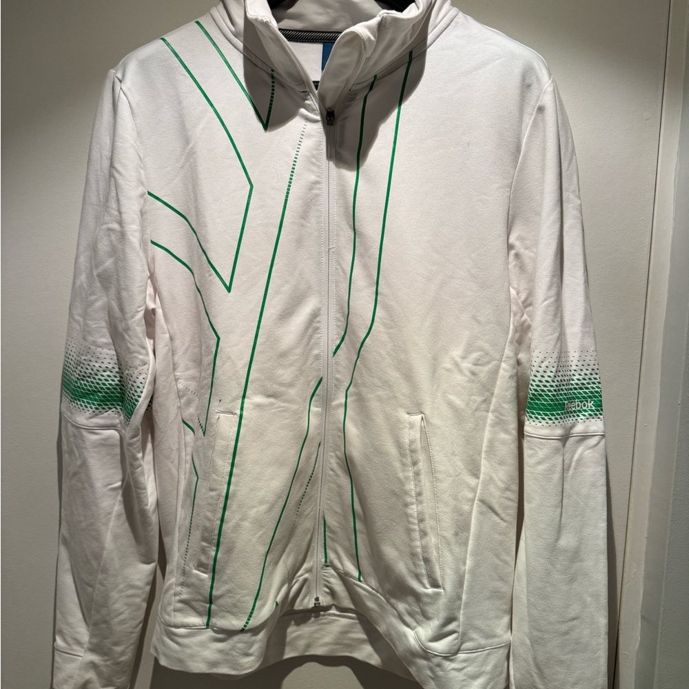 White Vintage Reebok zip up. Size Medium